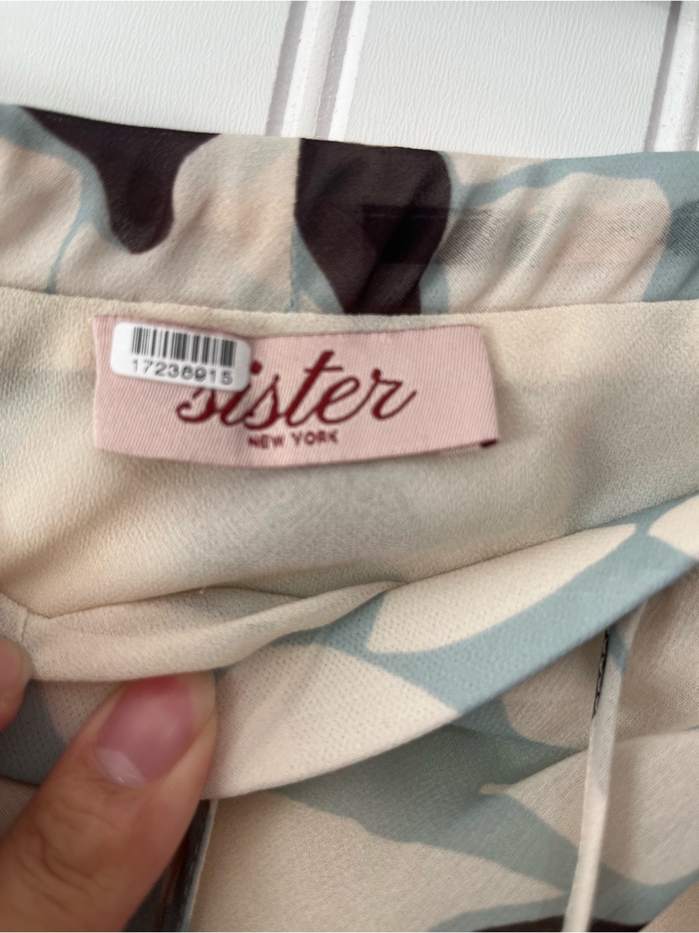 Printed Drawstring Midi Skirt in Cream and Light Blue - Picture 9 of 10